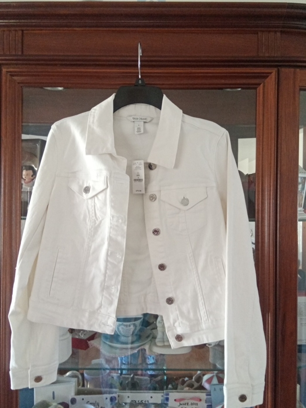White House Black Market Classic White Denim Jean Jacket